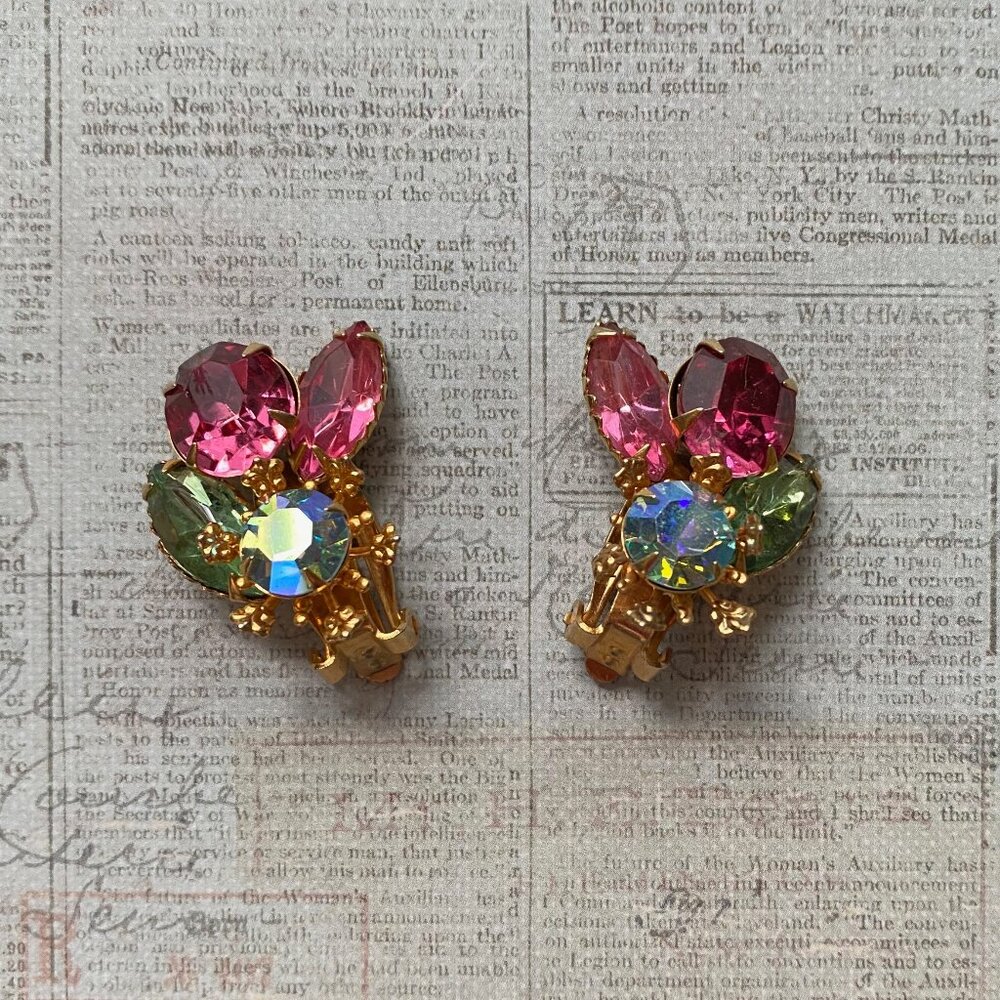 Vintage Beau Jewels Rhinestone Earrings